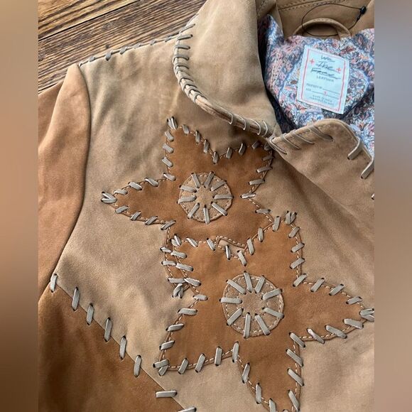 Free People We the Free Flowers on the Wall Suede Patchwork Jacket NWOT - Picture 8 of 9